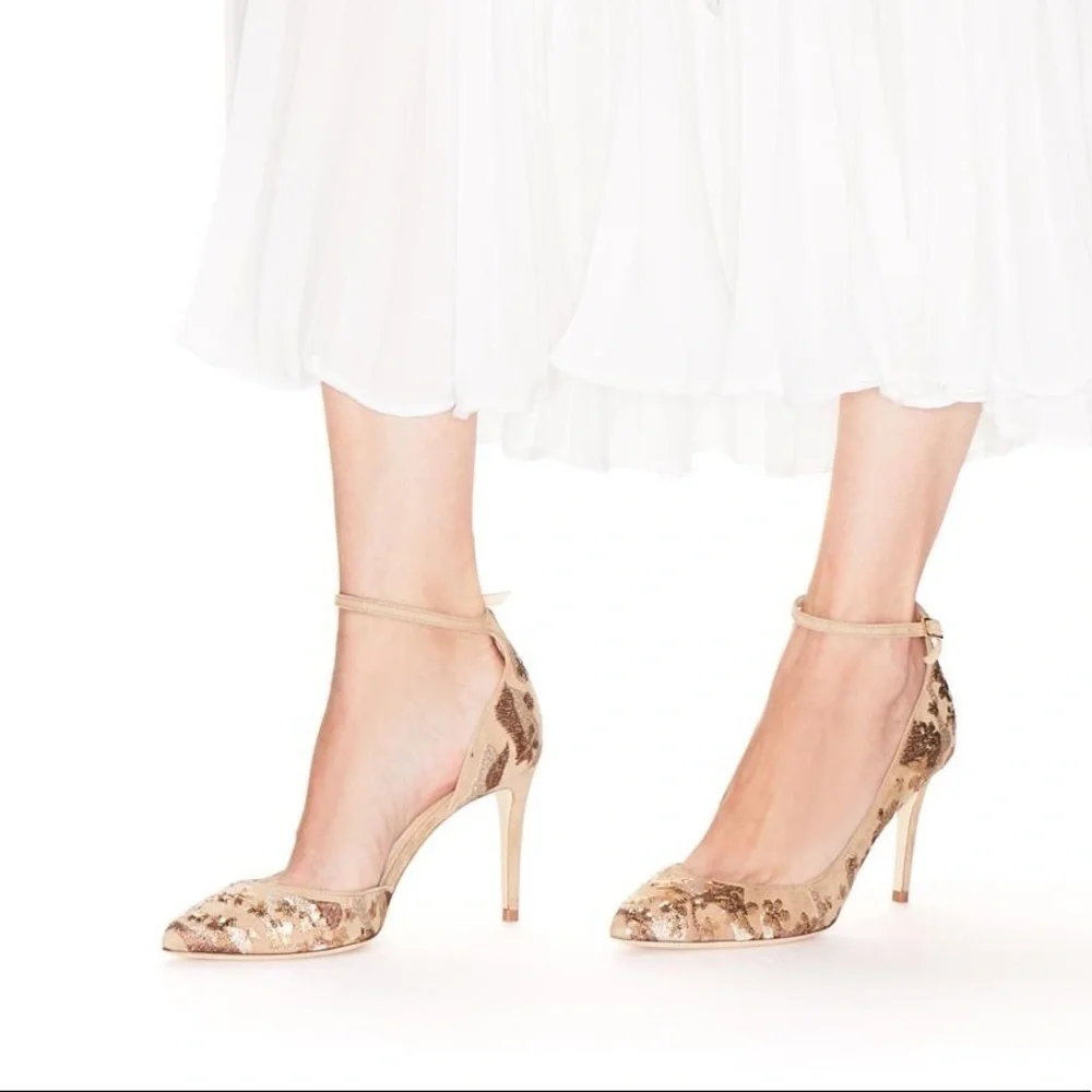 Jimmy Choo /  Lucy 100 D’Orsay Pumps Sequin floral Pattern 39 9